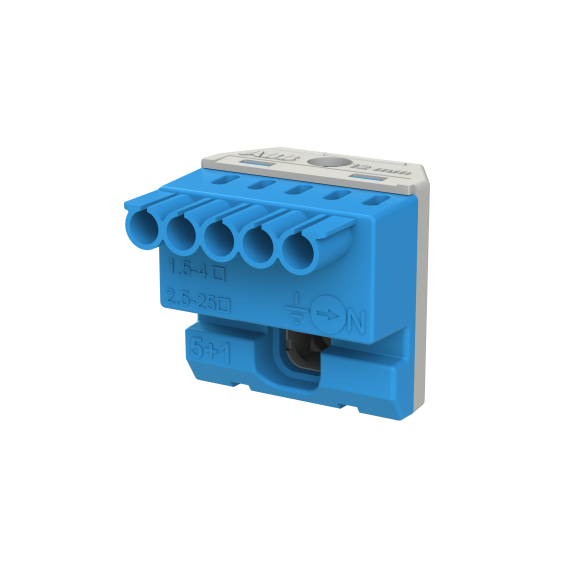 ABB 1SPE007715F9702, MISTRAL, Sigorta Kutuları için Nötr Terminal Bloğu, 5x1,5-4mm²+1x25mm², Yaylı