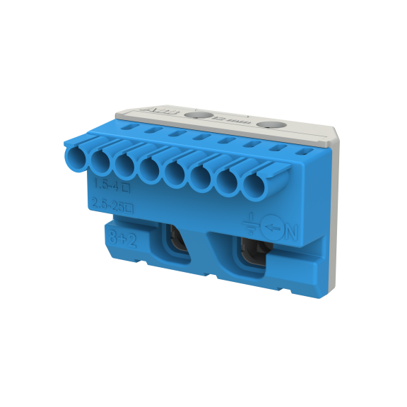 ABB 1SPE007715F9703, MISTRAL, Sigorta Kutuları için Nötr Terminal Bloğu, 8x1,5-4mm²+2x25mm², Yaylı