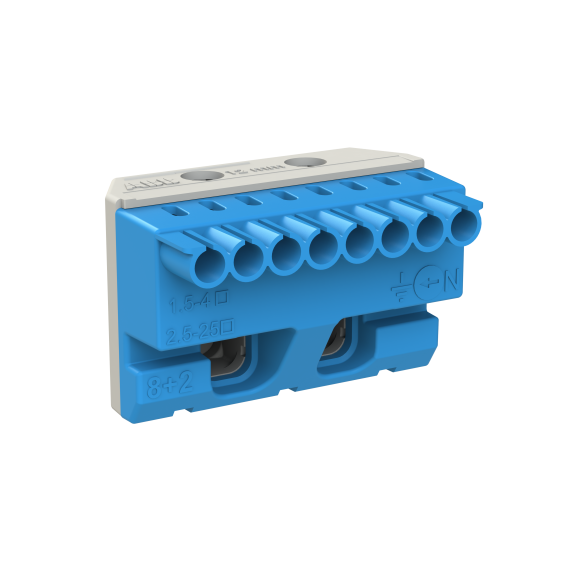 ABB 1SPE007715F9703, MISTRAL, Sigorta Kutuları için Nötr Terminal Bloğu, 8x1,5-4mm²+2x25mm², Yaylı