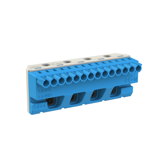 ABB 1SPE007715F9705, MISTRAL, Sigorta Kutuları için Nötr Terminal Bloğu, 14x1,5-4mm²+4x25mm², Yaylı