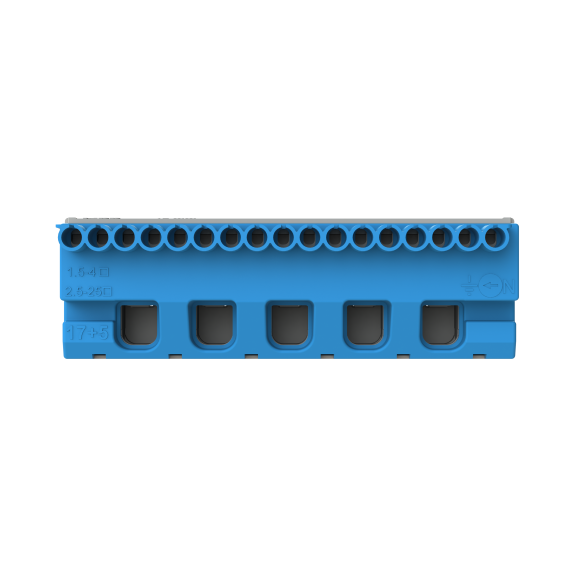 ABB 1SPE007715F9706, MISTRAL, Sigorta Kutuları için Nötr Terminal Bloğu, 17x1,5-4mm²+5x25mm², Yaylı