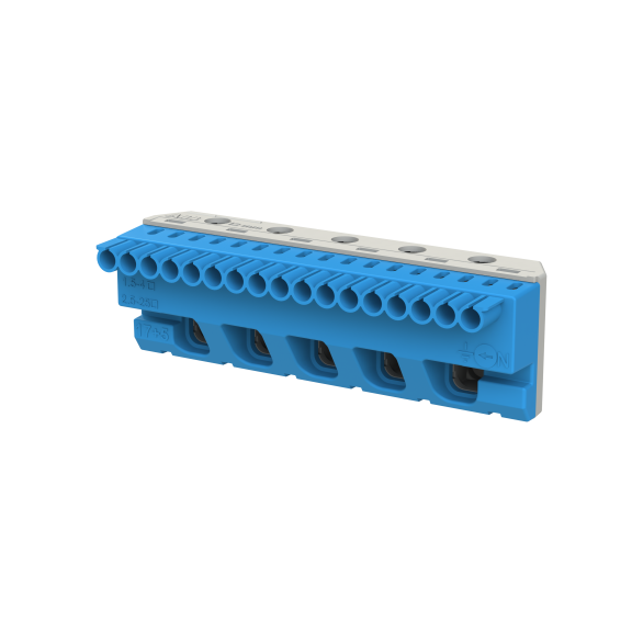 ABB 1SPE007715F9706, MISTRAL, Sigorta Kutuları için Nötr Terminal Bloğu, 17x1,5-4mm²+5x25mm², Yaylı