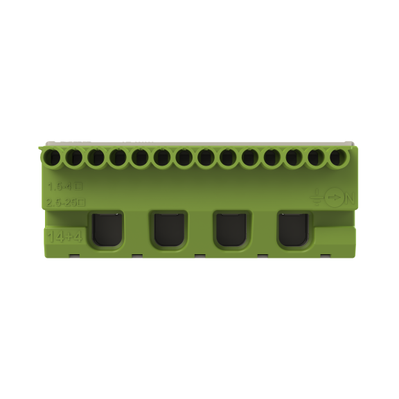 ABB 1SPE007715F9715, MISTRAL, Sigorta Kutuları için Topraklama Terminal Bloğu, 14x1,5-4mm²+4x25mm², Yaylı
