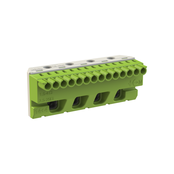 ABB 1SPE007715F9715, MISTRAL, Sigorta Kutuları için Topraklama Terminal Bloğu, 14x1,5-4mm²+4x25mm², Yaylı