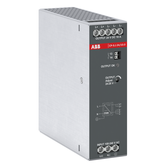 ABB 1SVR320661R1000, CP-S.1 24/10.0, 240 W, 10 Amper, 24 Volt DC, Ray Tipi Güç Kaynağı, Monofaze 100-240 Volt AC Giriş Gerilimi