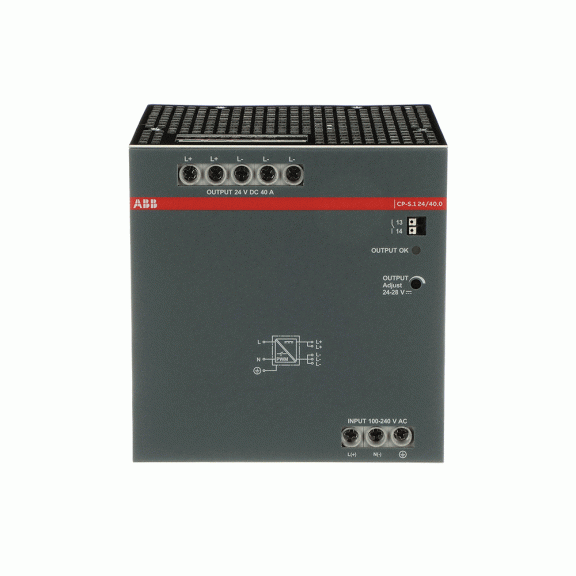 ABB 1SVR320861R1000, CP-S.1 24/40.0, 960 W, 40 Amper, 24 Volt DC, Ray Tipi Güç Kaynağı, Monofaze 100-240 Volt AC Giriş Gerilimi