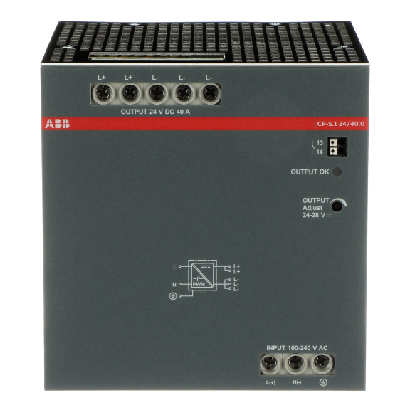 ABB 1SVR320861R1000, CP-S.1 24/40.0, 960 W, 40 Amper, 24 Volt DC, Ray Tipi Güç Kaynağı, Monofaze 100-240 Volt AC Giriş Gerilimi