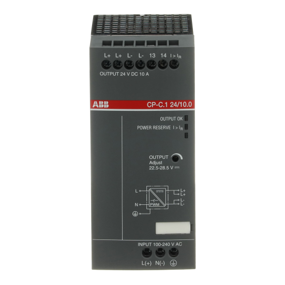 ABB 1SVR360663R1001, CP-C.1 24/10.0, 240 W, 10 Amper, 24 Volt DC, Ray Tipi Güç Kaynağı, Monofaze 100-240 Volt AC Giriş Gerilimi