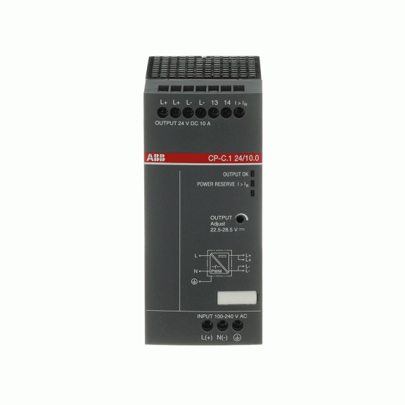 ABB 1SVR360663R1001, CP-C.1 24/10.0, 240 W, 10 Amper, 24 Volt DC, Ray Tipi Güç Kaynağı, Monofaze 100-240 Volt AC Giriş Gerilimi