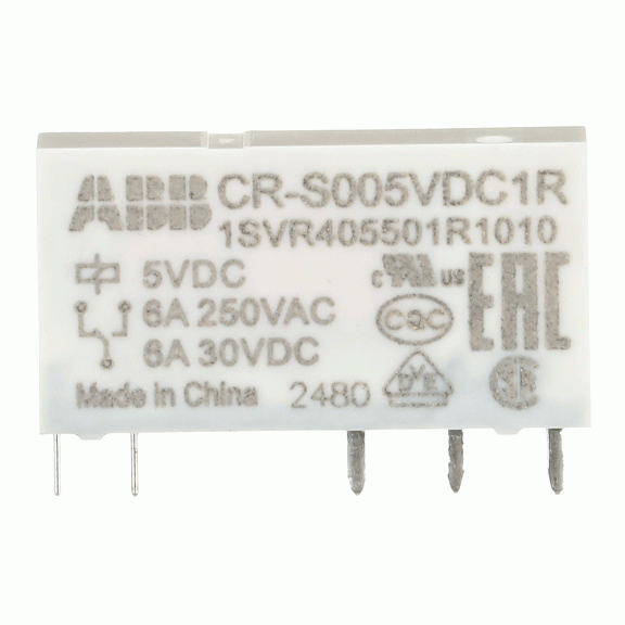 ABB 1SVR405501R1010, CR-S005VDC1R, Slim Röleler için Yedek Röle, 6 Amper, 5 Volt DC, 1 K/A Kontaklı