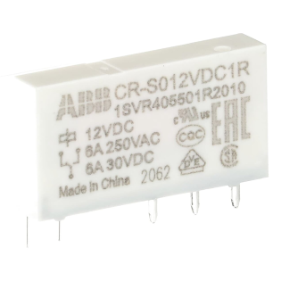 ABB 1SVR405501R2010, CR-S012VDC1R, Slim Röleler için Yedek Röle, 6 Amper, 12 Volt DC, 1 K/A Kontaklı