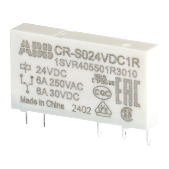 ABB 1SVR405501R3010, CR-S024VDC1R, Slim Röleler için Yedek Röle, 6 Amper, 24 Volt DC, 1 K/A Kontaklı