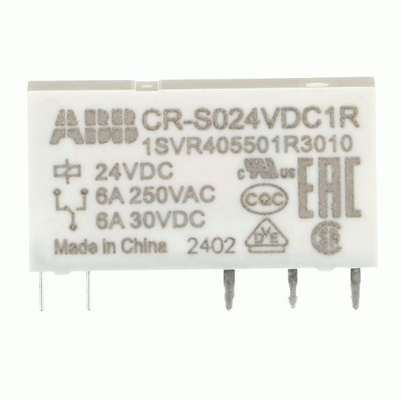 ABB 1SVR405501R3010, CR-S024VDC1R, Slim Röleler için Yedek Röle, 6 Amper, 24 Volt DC, 1 K/A Kontaklı