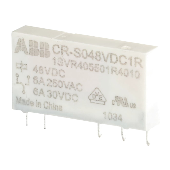 ABB 1SVR405501R4010, CR-S048VDC1R, Slim Röleler için Yedek Röle, 6 Amper, 48 Volt DC, 1 K/A Kontaklı
