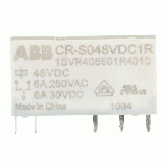 ABB 1SVR405501R4010, CR-S048VDC1R, Slim Röleler için Yedek Röle, 6 Amper, 48 Volt DC, 1 K/A Kontaklı