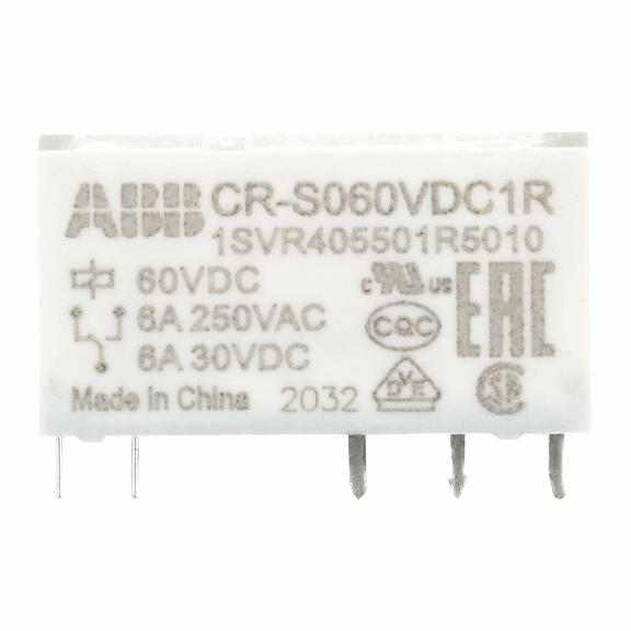 ABB 1SVR405501R5010, CR-S060VDC1R, Slim Röleler için Yedek Röle, 6 Amper, 60 Volt DC, 1 K/A Kontaklı