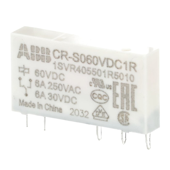 ABB 1SVR405501R5010, CR-S060VDC1R, Slim Röleler için Yedek Röle, 6 Amper, 60 Volt DC, 1 K/A Kontaklı