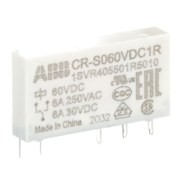 ABB 1SVR405501R5010, CR-S060VDC1R, Slim Röleler için Yedek Röle, 6 Amper, 60 Volt DC, 1 K/A Kontaklı