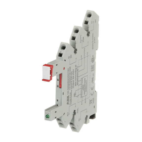 ABB 1SVR405521R1200, CR-S006/024VDC1SZ, Slim Röleler için Yedek Soket, 6-24 Volt DC, 1 K/A Kontaklı, LED’li,  Yay Bağlantılı