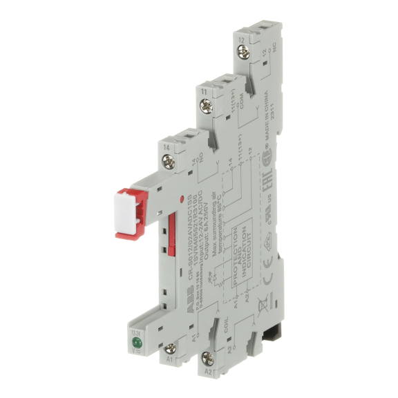 ABB 1SVR405521R3100, CR-S012/024VADC1SS, Slim Röleler için Yedek Soket, 12-24 Volt DC, 1 K/A Kontaklı, LED’li