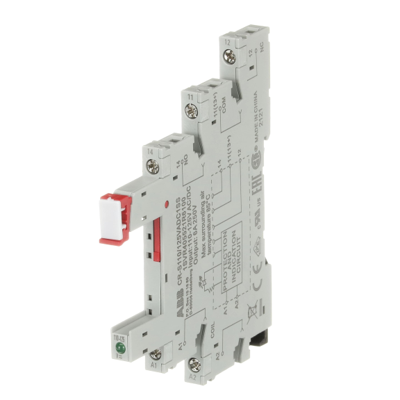 ABB 1SVR405521R6100, CR-S110/125VADC1SS, Slim Röleler için Yedek Soket, 110-125 Volt DC, 1 K/A Kontaklı, LED’li