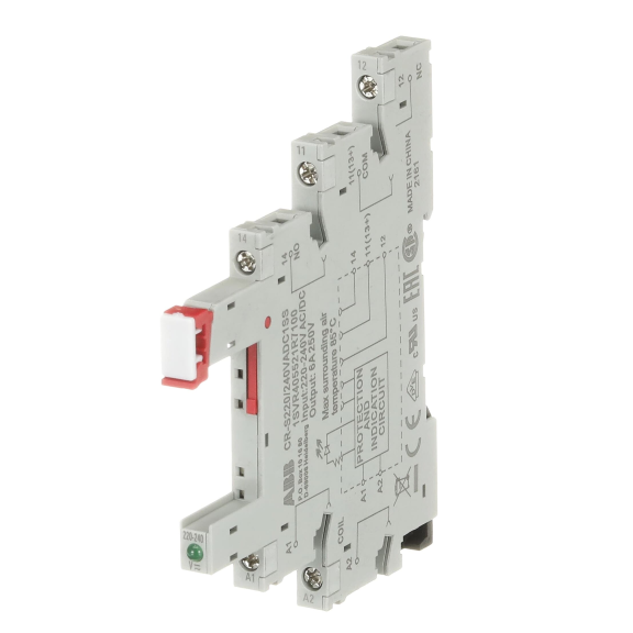 ABB 1SVR405521R7100, CR-S220/240VADC1SS, Slim Röleler için Yedek Soket, 220-240 Volt DC, 1 K/A Kontaklı, LED’li
