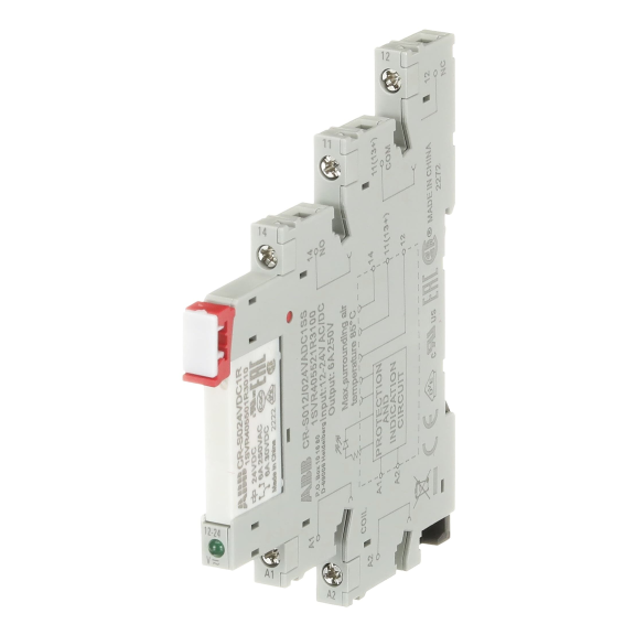 ABB 1SVR405541R3110, CR-S024VADC1CRS, 6 Amper, 24 Volt AC/DC, 1 K/A Kontaklı, Slim Röle, LED’li, Koruma Devreli