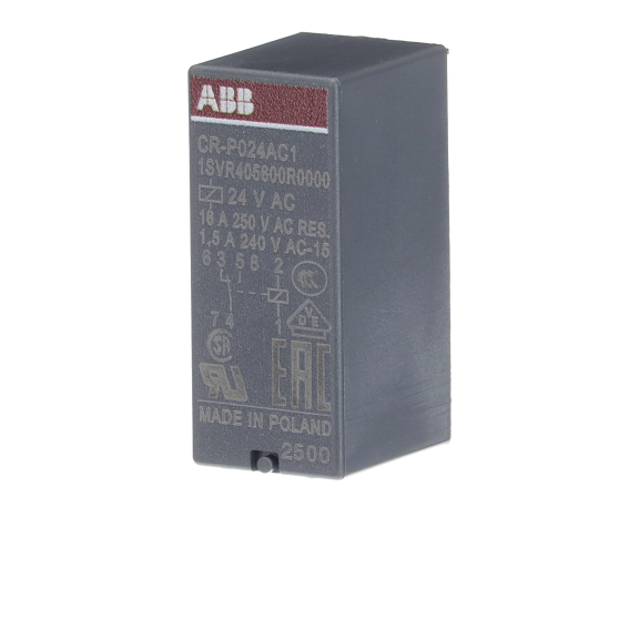ABB 1SVR405600R0000, CR-P024AC1, 16 Amper, 24 Volt AC, 1 K/A Kontaklı, 5 Pinli, Soketli Röle