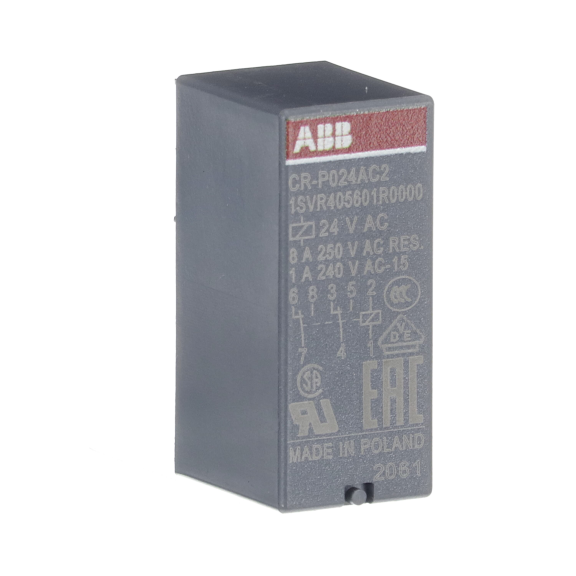ABB 1SVR405601R0000, CR-P024AC2, 8 Amper, 24 Volt AC, 2 K/A Kontaklı, 8 Pinli, Soketli Röle