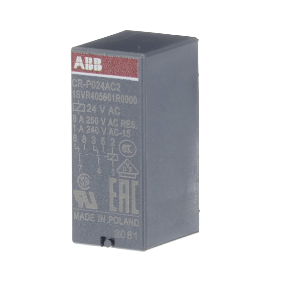 ABB 1SVR405601R0000, CR-P024AC2, 8 Amper, 24 Volt AC, 2 K/A Kontaklı, 8 Pinli, Soketli Röle