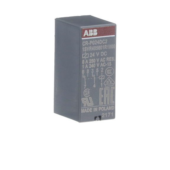 ABB 1SVR405601R1000, CR-P024DC2, 8 Amper, 24 Volt DC, 2 K/A Kontaklı, 8 Pinli, Soketli Röle
