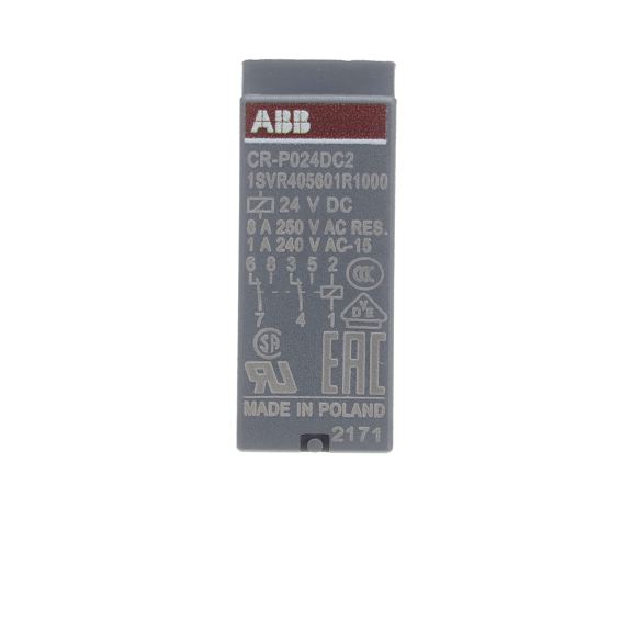 ABB 1SVR405601R1000, CR-P024DC2, 8 Amper, 24 Volt DC, 2 K/A Kontaklı, 8 Pinli, Soketli Röle