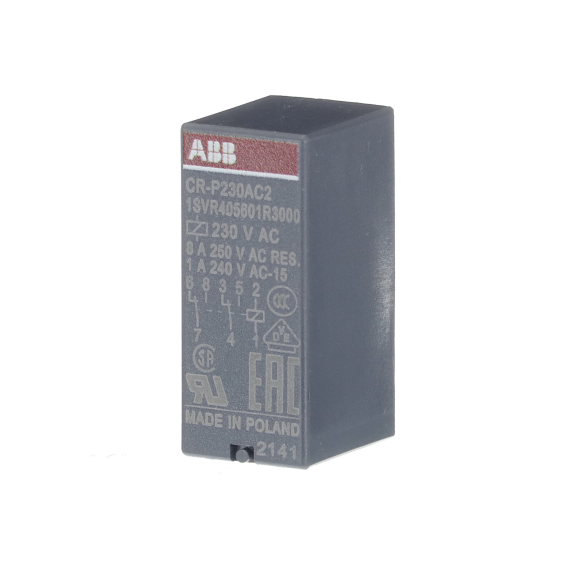 ABB 1SVR405601R3000, CR-P230AC2, 8 Amper, 230 Volt AC, 2 K/A Kontaklı, 8 Pinli, Soketli Röle