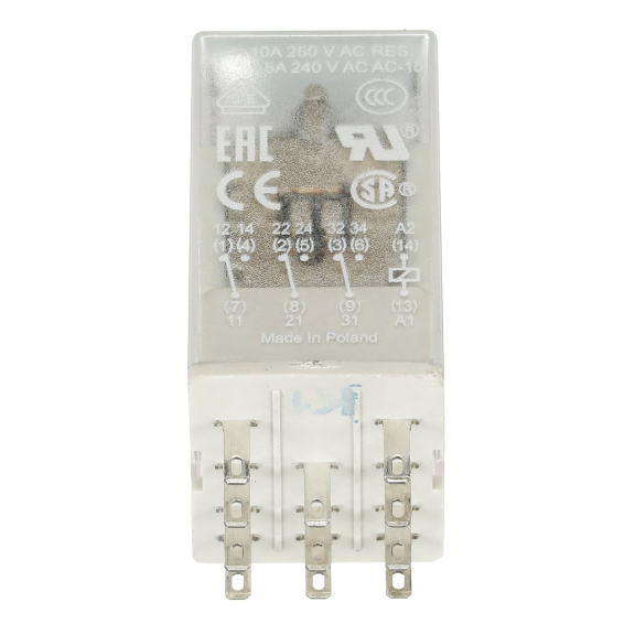ABB 1SVR405612R3000, CR-M230AC3, 10 Amper, 230 Volt AC, 3 K/A Kontaklı, 11 Pinli, Soketli Röle, Test Butonlu