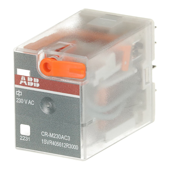 ABB 1SVR405612R3000, CR-M230AC3, 10 Amper, 230 Volt AC, 3 K/A Kontaklı, 11 Pinli, Soketli Röle, Test Butonlu