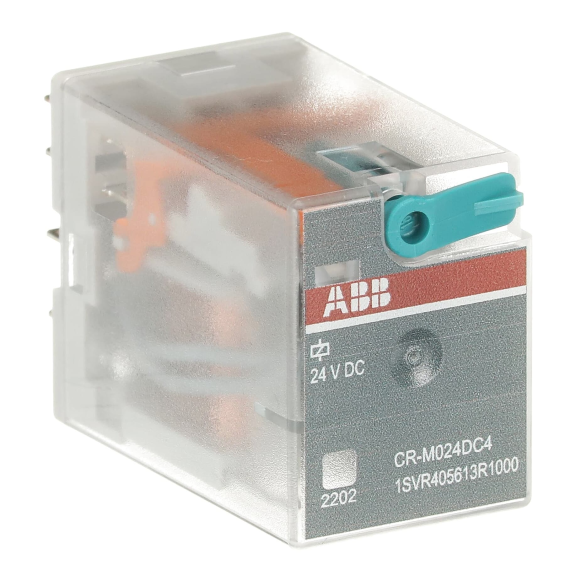 ABB 1SVR405613R1000, CR-M024DC4, 6 Amper, 24 Volt DC, 4 K/A Kontaklı, 14 Pinli, Soketli Röle, Test Butonlu
