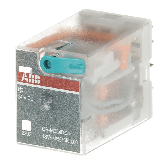 ABB 1SVR405613R1000, CR-M024DC4, 6 Amper, 24 Volt DC, 4 K/A Kontaklı, 14 Pinli, Soketli Röle, Test Butonlu