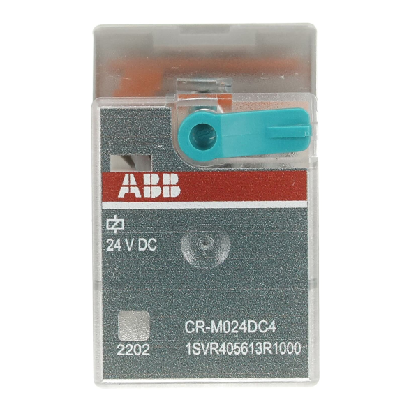 ABB 1SVR405613R1000, CR-M024DC4, 6 Amper, 24 Volt DC, 4 K/A Kontaklı, 14 Pinli, Soketli Röle, Test Butonlu