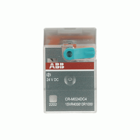 ABB 1SVR405613R1000, CR-M024DC4, 6 Amper, 24 Volt DC, 4 K/A Kontaklı, 14 Pinli, Soketli Röle, Test Butonlu