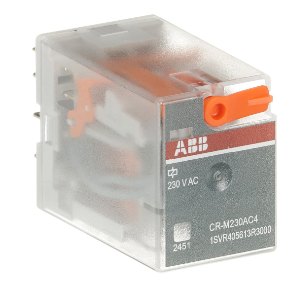 ABB 1SVR405613R3000, CR-M230AC4, 6 Amper, 230 Volt AC, 4 K/A Kontaklı, 14 Pinli, Soketli Röle, Test Butonlu