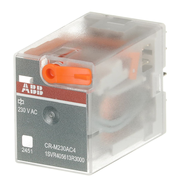 ABB 1SVR405613R3000, CR-M230AC4, 6 Amper, 230 Volt AC, 4 K/A Kontaklı, 14 Pinli, Soketli Röle, Test Butonlu