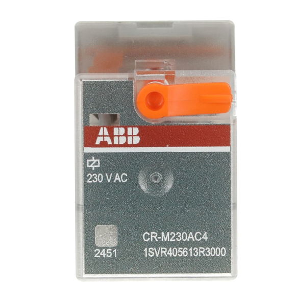 ABB 1SVR405613R3000, CR-M230AC4, 6 Amper, 230 Volt AC, 4 K/A Kontaklı, 14 Pinli, Soketli Röle, Test Butonlu