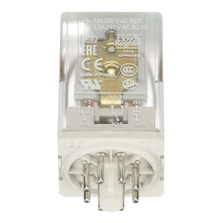 ABB 1SVR405621R0000, CR-U024AC2, 10 Amper, 24 Volt AC, 2 K/A Kontaklı, 8 Silindirik Pinli, Soketli Röle, Test Butonlu