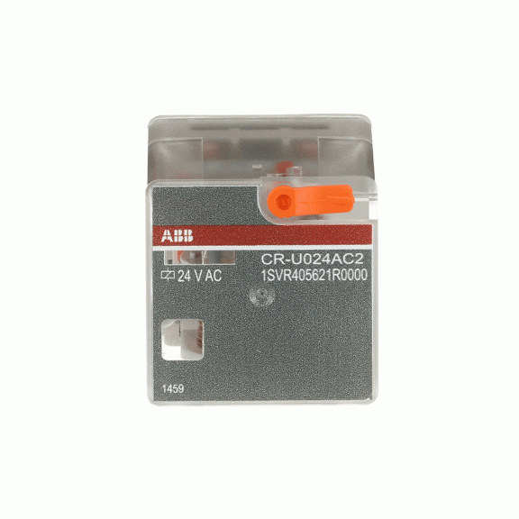 ABB 1SVR405621R0000, CR-U024AC2, 10 Amper, 24 Volt AC, 2 K/A Kontaklı, 8 Silindirik Pinli, Soketli Röle, Test Butonlu