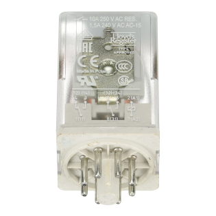 ABB 1SVR405621R3000, CR-U230AC2, 10 Amper, 230 Volt AC, 2 K/A Kontaklı, 8 Silindirik Pinli, Soketli Röle, Test Butonlu