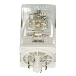ABB 1SVR405621R6000, CR-U048DC2, 10 Amper, 48 Volt DC, 2 K/A Kontaklı, 8 Silindirik Pinli, Soketli Röle, Test Butonlu