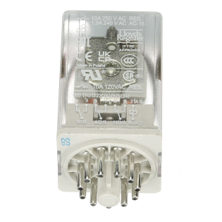 ABB 1SVR405622R0000, CR-U024AC3, 10 Amper, 24 Volt AC, 3 K/A Kontaklı, 11 Silindirik Pinli, Soketli Röle, Test Butonlu