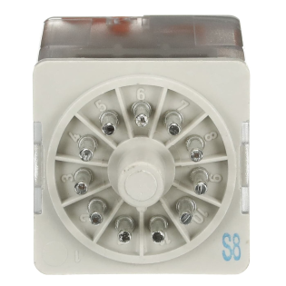 ABB 1SVR405622R0000, CR-U024AC3, 10 Amper, 24 Volt AC, 3 K/A Kontaklı, 11 Silindirik Pinli, Soketli Röle, Test Butonlu