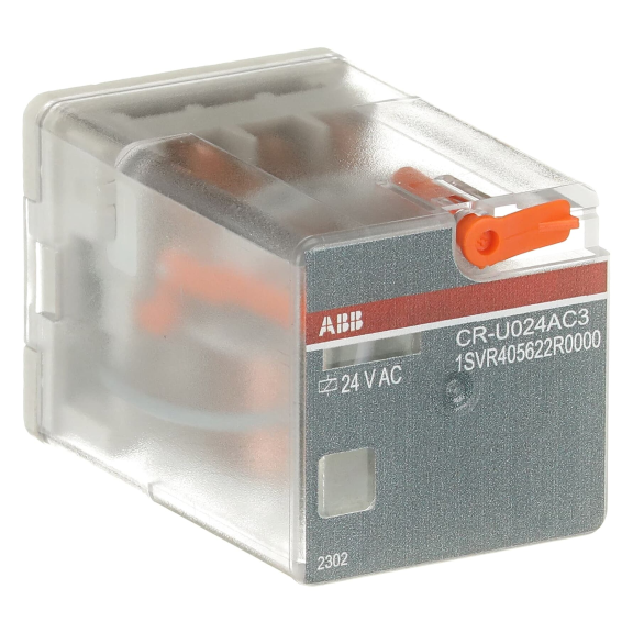 ABB 1SVR405622R0000, CR-U024AC3, 10 Amper, 24 Volt AC, 3 K/A Kontaklı, 11 Silindirik Pinli, Soketli Röle, Test Butonlu