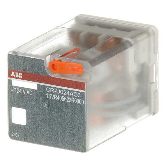 ABB 1SVR405622R0000, CR-U024AC3, 10 Amper, 24 Volt AC, 3 K/A Kontaklı, 11 Silindirik Pinli, Soketli Röle, Test Butonlu